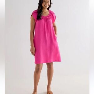 Hot Pink Ruffle Hem Babydoll Mini Midi Dress Size Medium Large